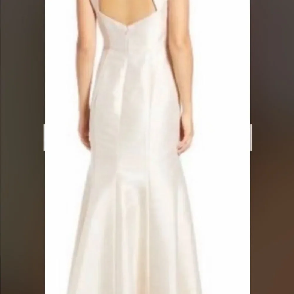 NWT ALFRED SUNG champagne Maxi Dress Jewel Neck bow accent Open-Back  SZ10 - Picture 6 of 16